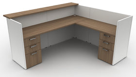 AIS Calibrate Reception L-Desk with Dual Ped Storage