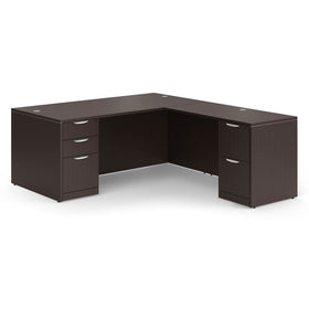 Double Full Pedestal L-Shaped Desk by OfficeSource
