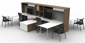 AIS Calibrate Community 4-Person Workstations with L-Desk