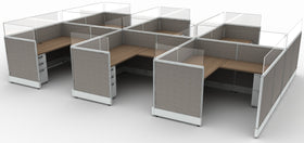 AIS Divi Cubicles: 6 Workstation Typical with Glass Toppers