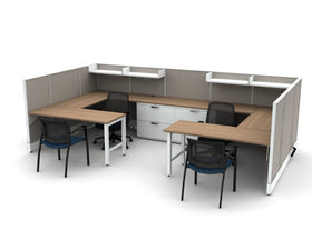 AIS Divi Cubicles: 2 Workstation Typical with U-Desks & Storage