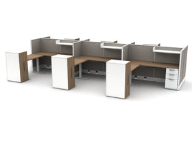 AIS Divi Cubicles: 6 Workstation Typical with L-Desks & Storage
