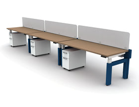 AIS Encounter PowerBench 3-Person Workstation w/ Sit-Stand Desks and Mobile BF