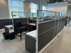 Beautiful condition AIS 7x7 workstations w/ ALL GLASS tops and sit/stand surfaces!