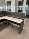 Beautiful condition AIS 7x7 workstations w/ ALL GLASS tops and sit/stand surfaces!
