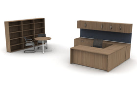 AIS Calibrate Countdown Private Office with U-Desk, Bookshelf & Guest Table