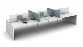 AIS Oxygen Desking 6-Person Workstation w/ Glass Dividers & Storage