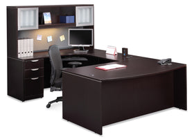 U-Shaped Typical with Open Hutch and Full Pedestal by OfficeSource