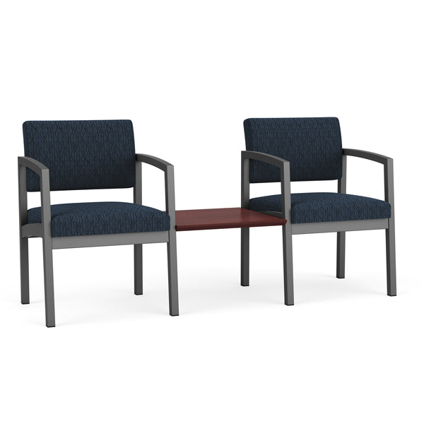 Lenox Steel 2 Chairs with Mahogany Center Table by Lesro
