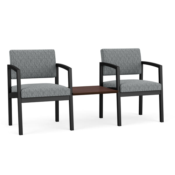 Lenox Steel 2 Chairs with Cocoa Walnut Center Table by Lesro