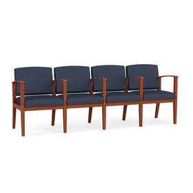 Lesro Amherst Wood 4-Seater with Center Arms