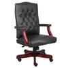 BOSS Classic Black Caressoft Chair With Mahogany Finish Frame