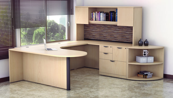 U-Shaped Typical with Hutch & Corner Bookcase by OfficeSource