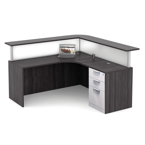 Reception Desk with Dual Transaction Tops by OfficeSource