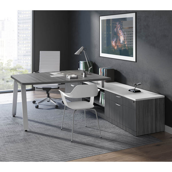 Modern L-Shaped Desk with Cabinet by OfficeSource