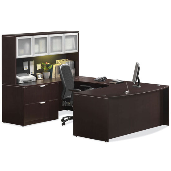 OS Laminate Series U Shaped Desk with Hutch and Storage